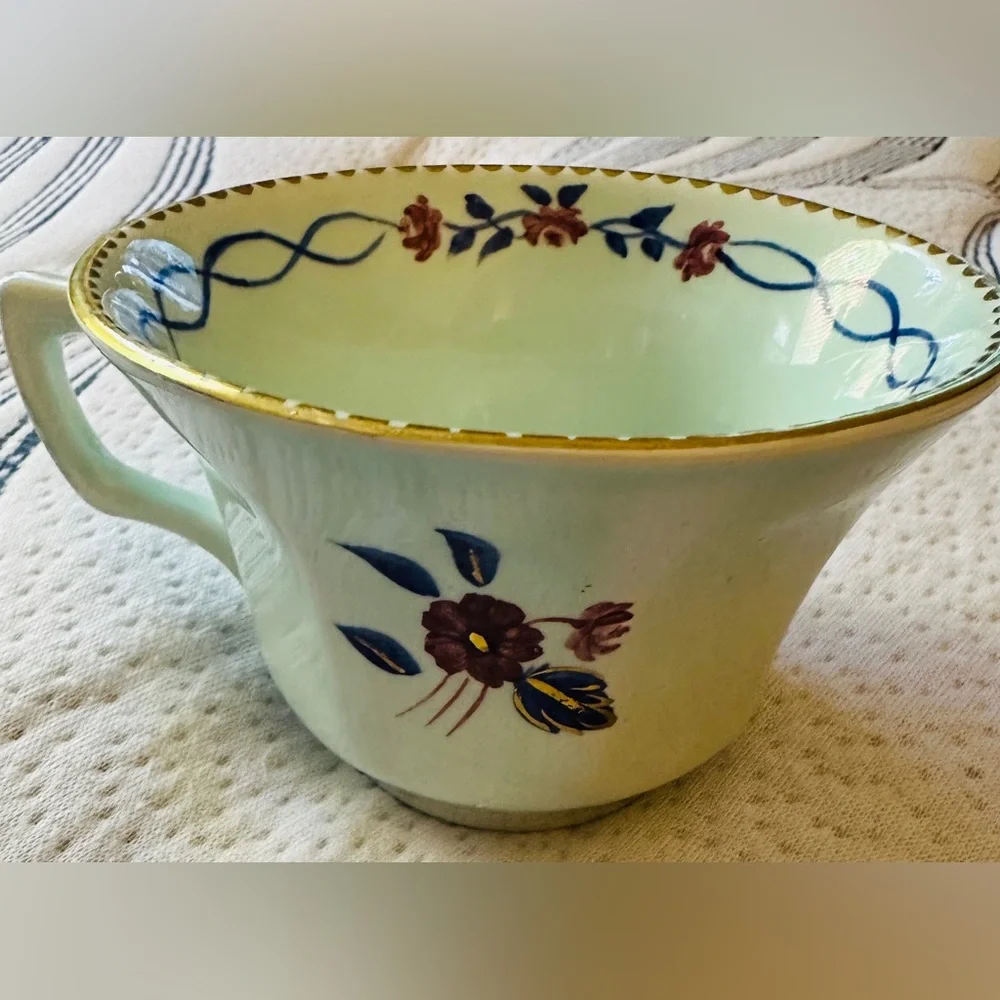 Adams Calyx England  Tea Cup Set Cascade Ware Two Saucer set Light Green Floral